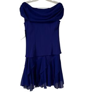 NWT SL Fashions 10P Purple Chiffon 2 Piece Dress Flirty Skirt Cap Sleeve Blouse